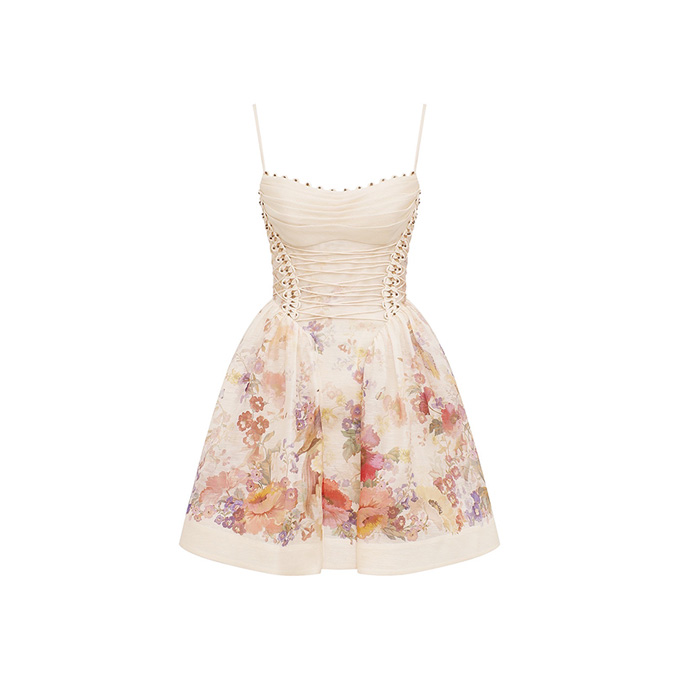 zimmermann alchemy beaded floral linen silk mini dress